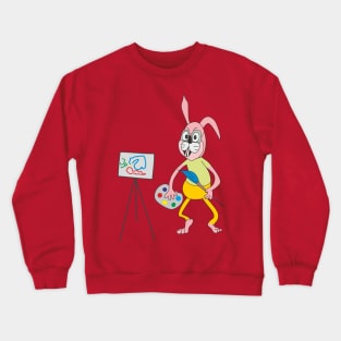 Pink Bunny Artist Crewneck Sweatshirt